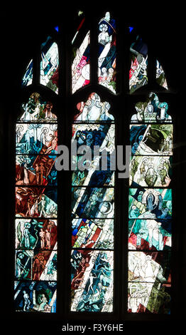 The West Window, St. Lawrence`s Church, Towcester, Northamptonshire, England, UK Stock Photo